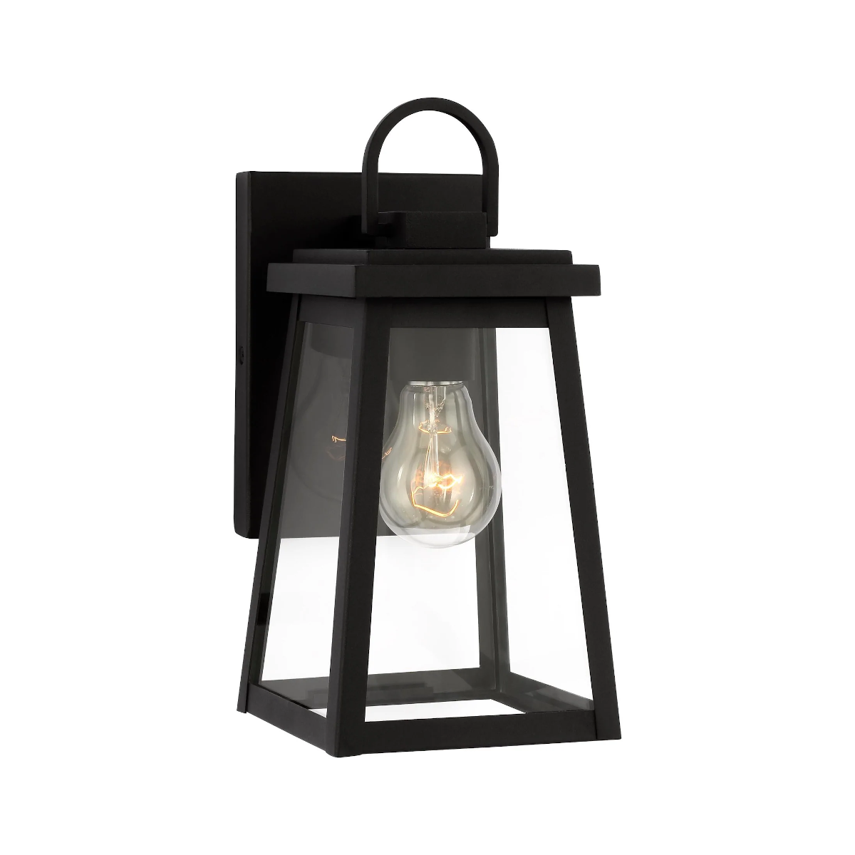 8548401-12 Founder Small Black Wall Lantern with Clear Glass