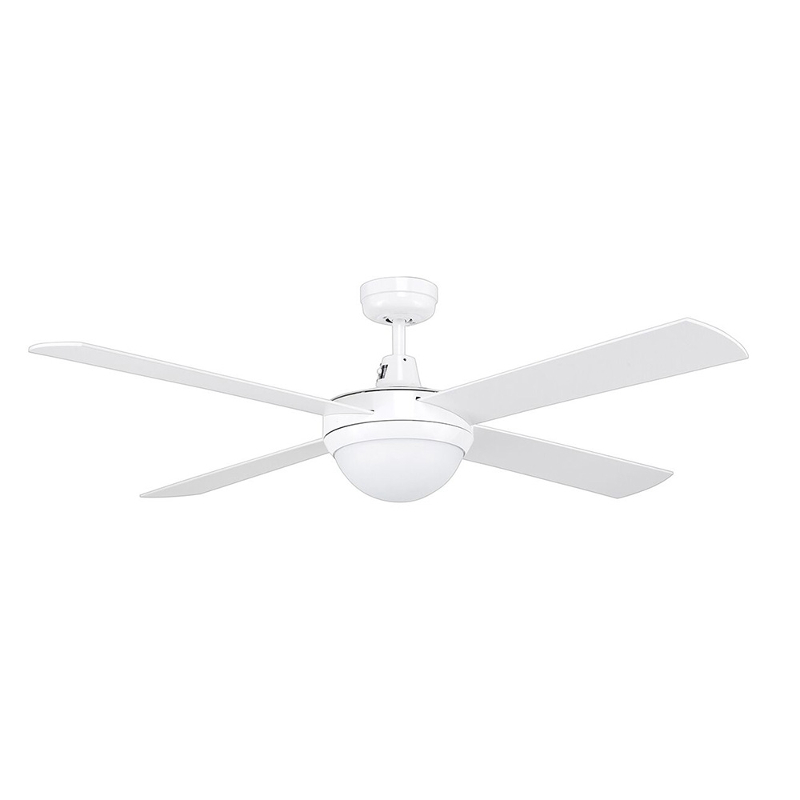 product image of white tempest ceiling fan with attached light