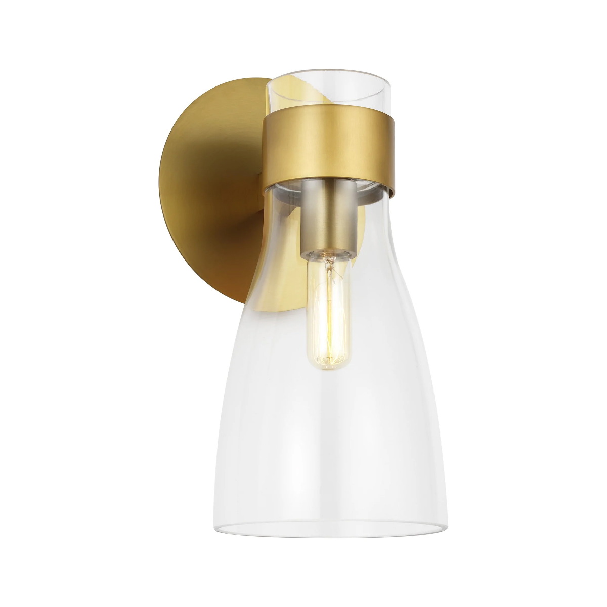 Moritz Burnished Brass wall Light with Clear Glass