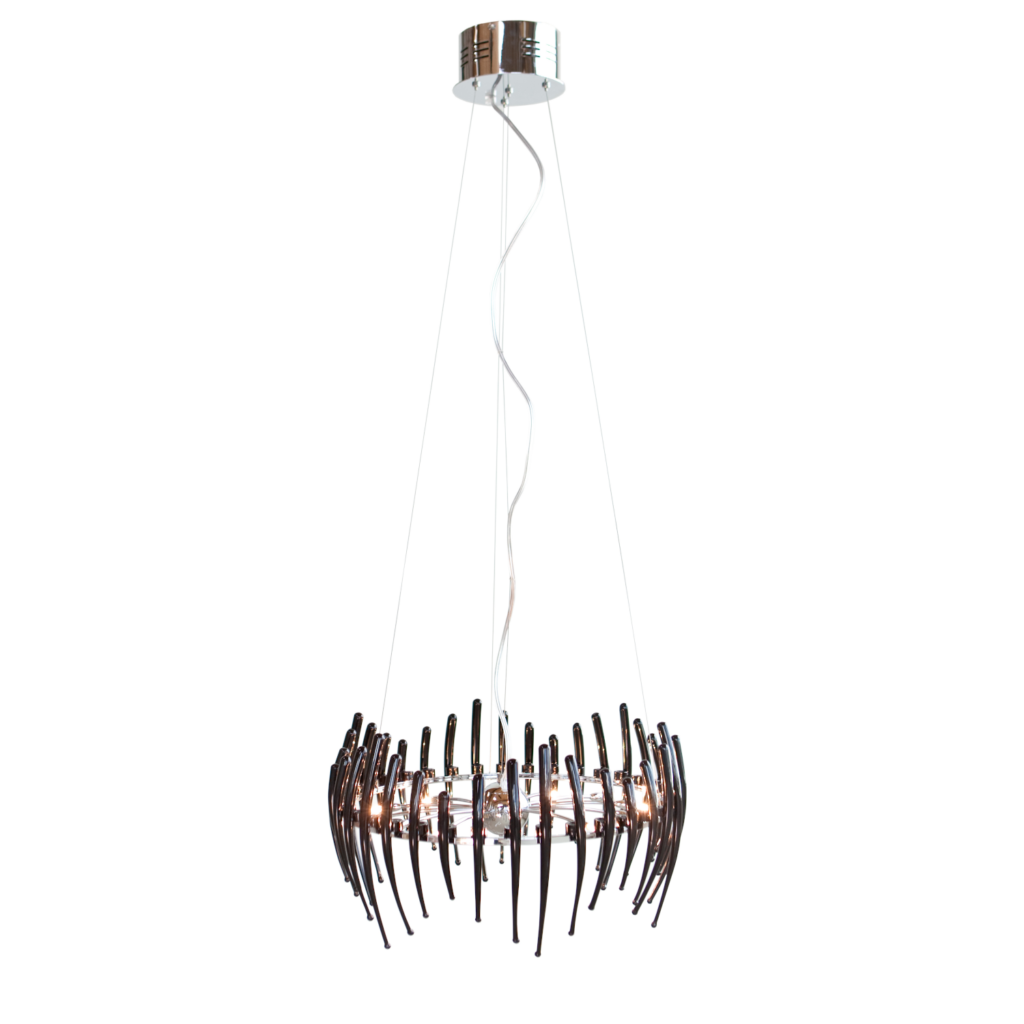 Celio Chrome 12 Light Pendant with Black Glass | The Lighting Centre NZ