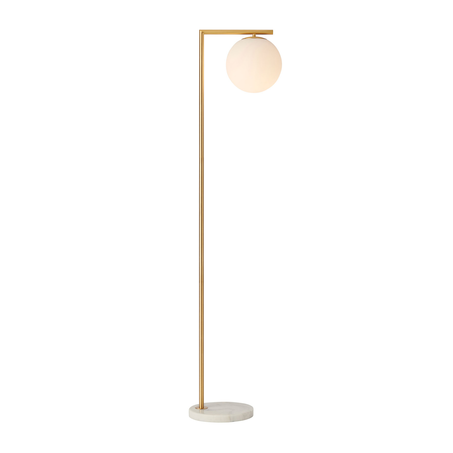 Remi Brass Floor Lamp with White Ball Shade