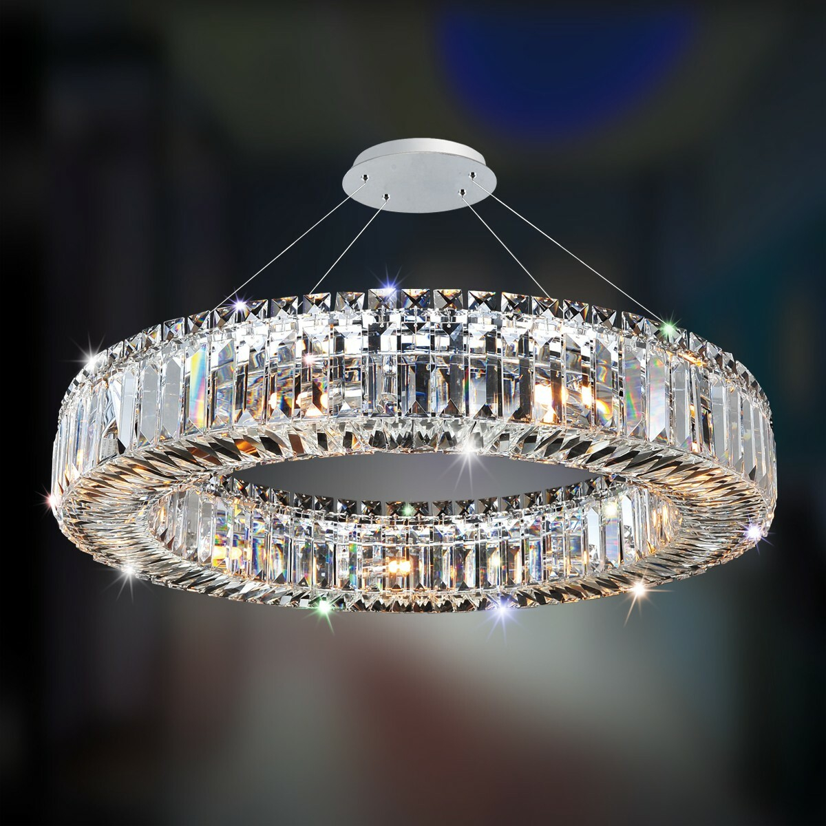 Rondelle 660mm 9 Light Chrome and Crystal Pendant