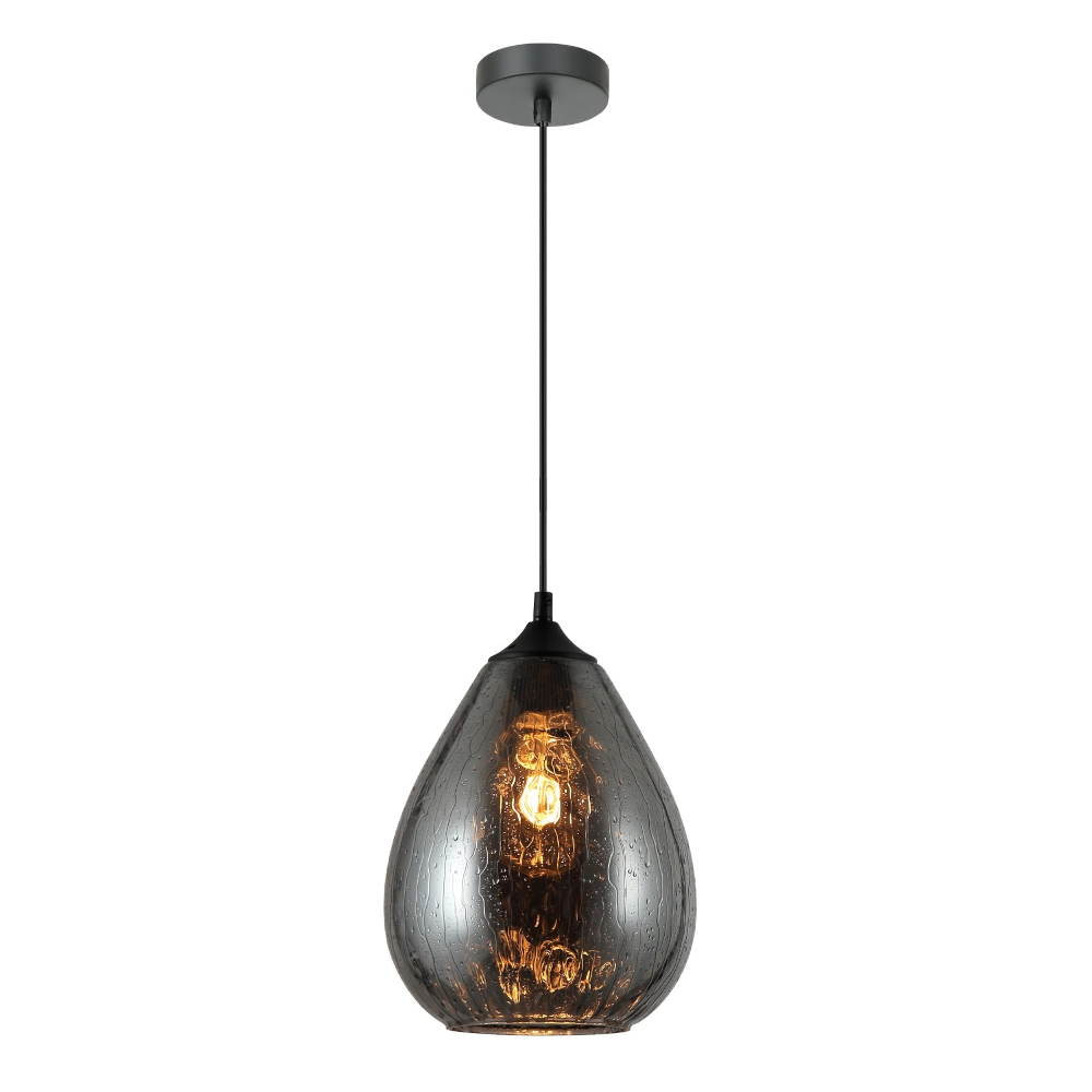 Product image of CHUVA4 Smoked Glass Mini Pendant with light on