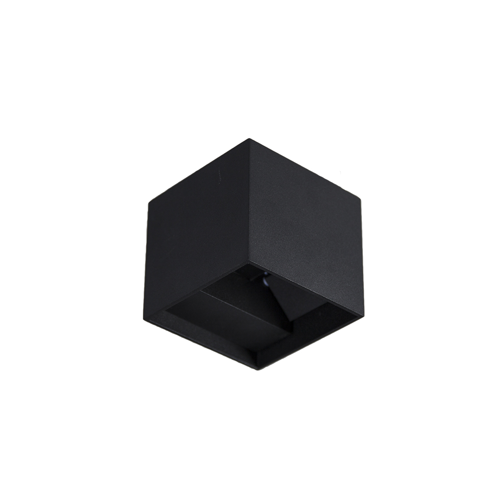 EX909 100mm Square Cube LED Wall Light Black Exterior