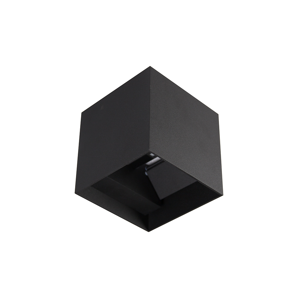 EX919 120mm Square Cube LED Wall Light Black Exterior
