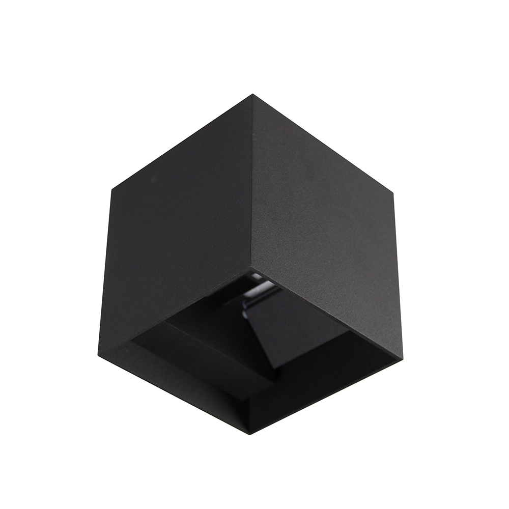 EX921 150mm Square Cube LED Wall Light Black Exterior