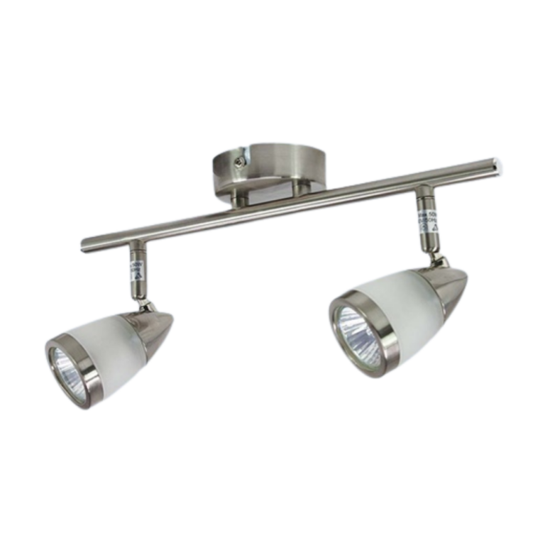 Kamdey 2 Light on Rail Spotlight Brushed Chrome | The Lighting Centre NZ