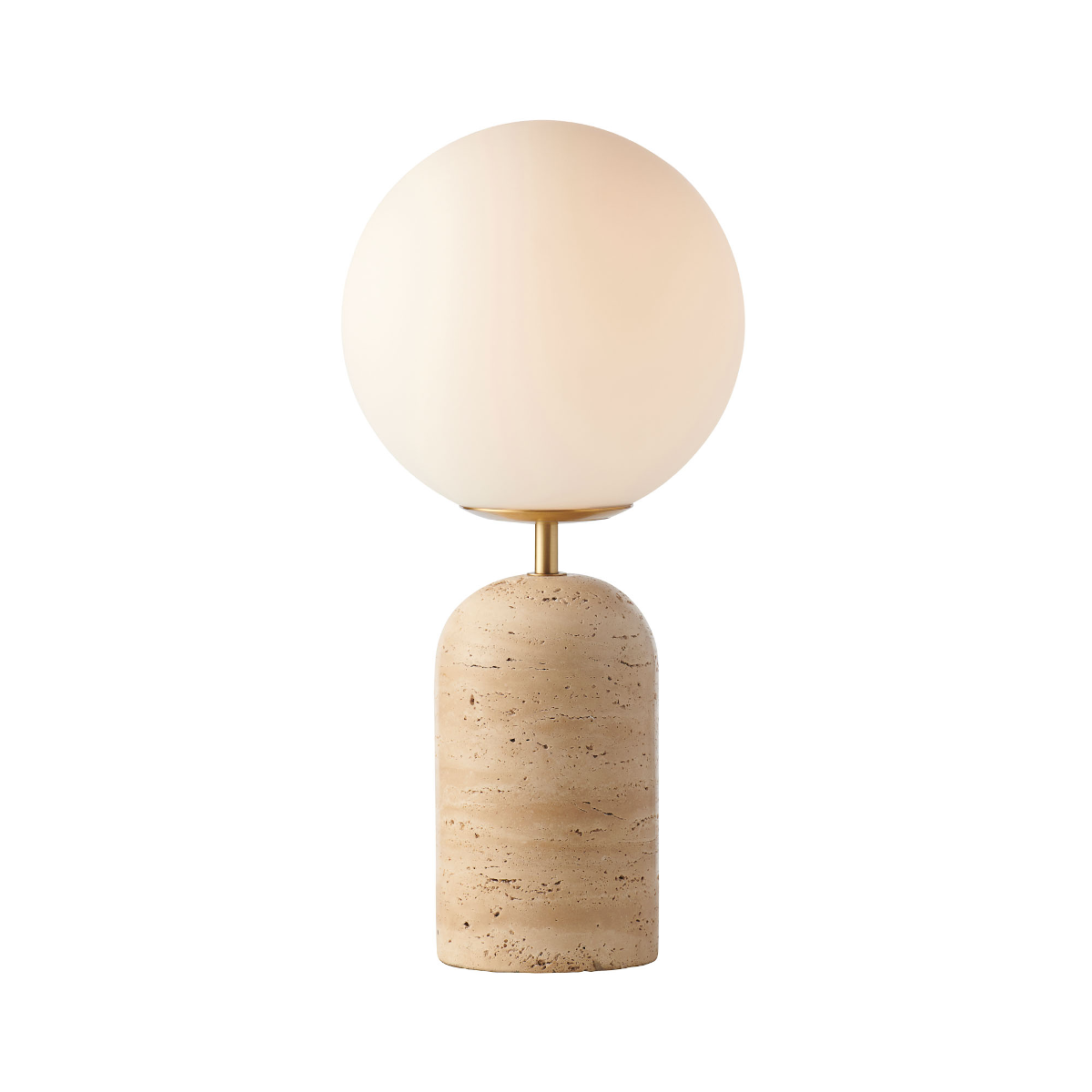 Soren Travertine Table Lamp with Opal White Glass