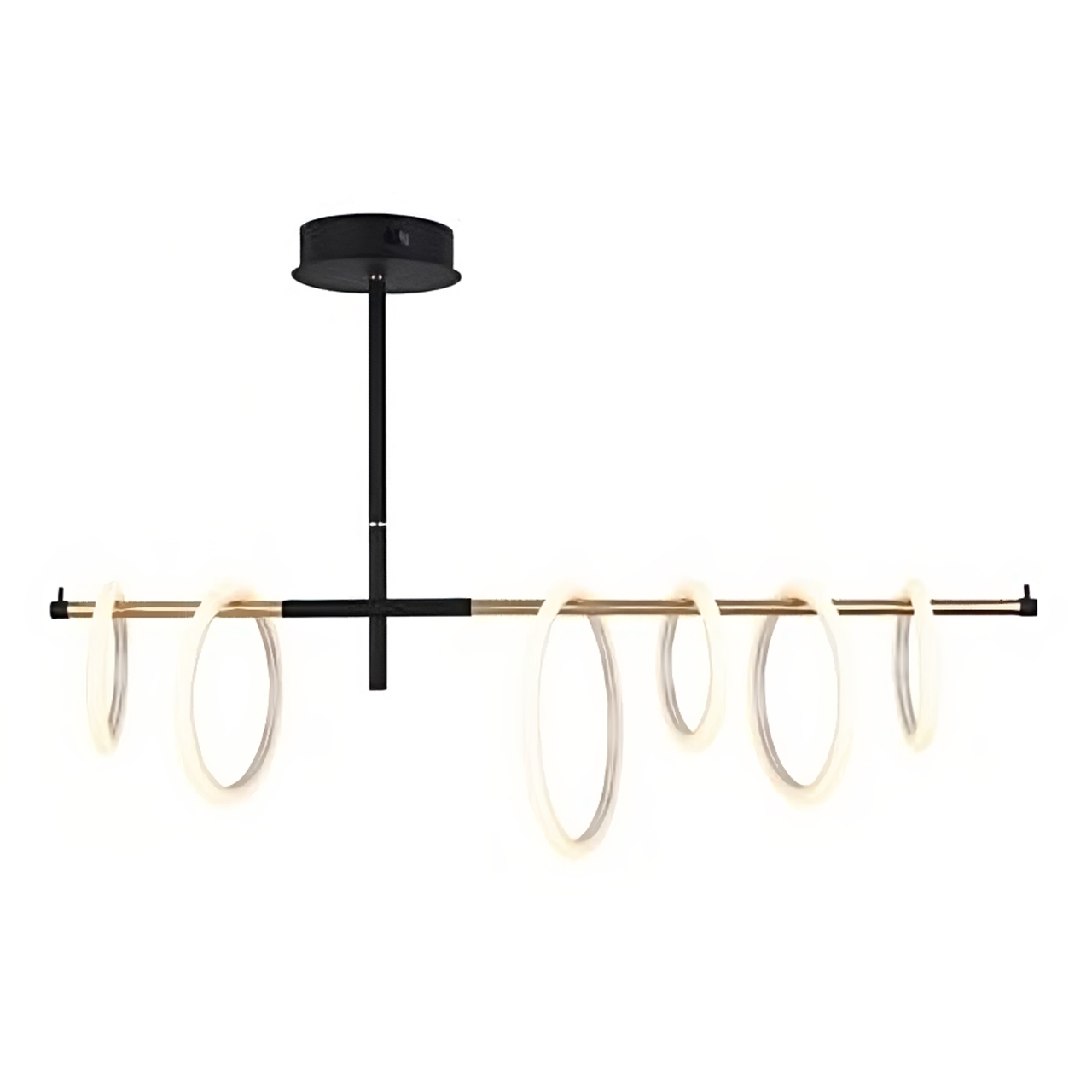 Product image of Tortana LED Black and Brass Linear Pendant with Rings
