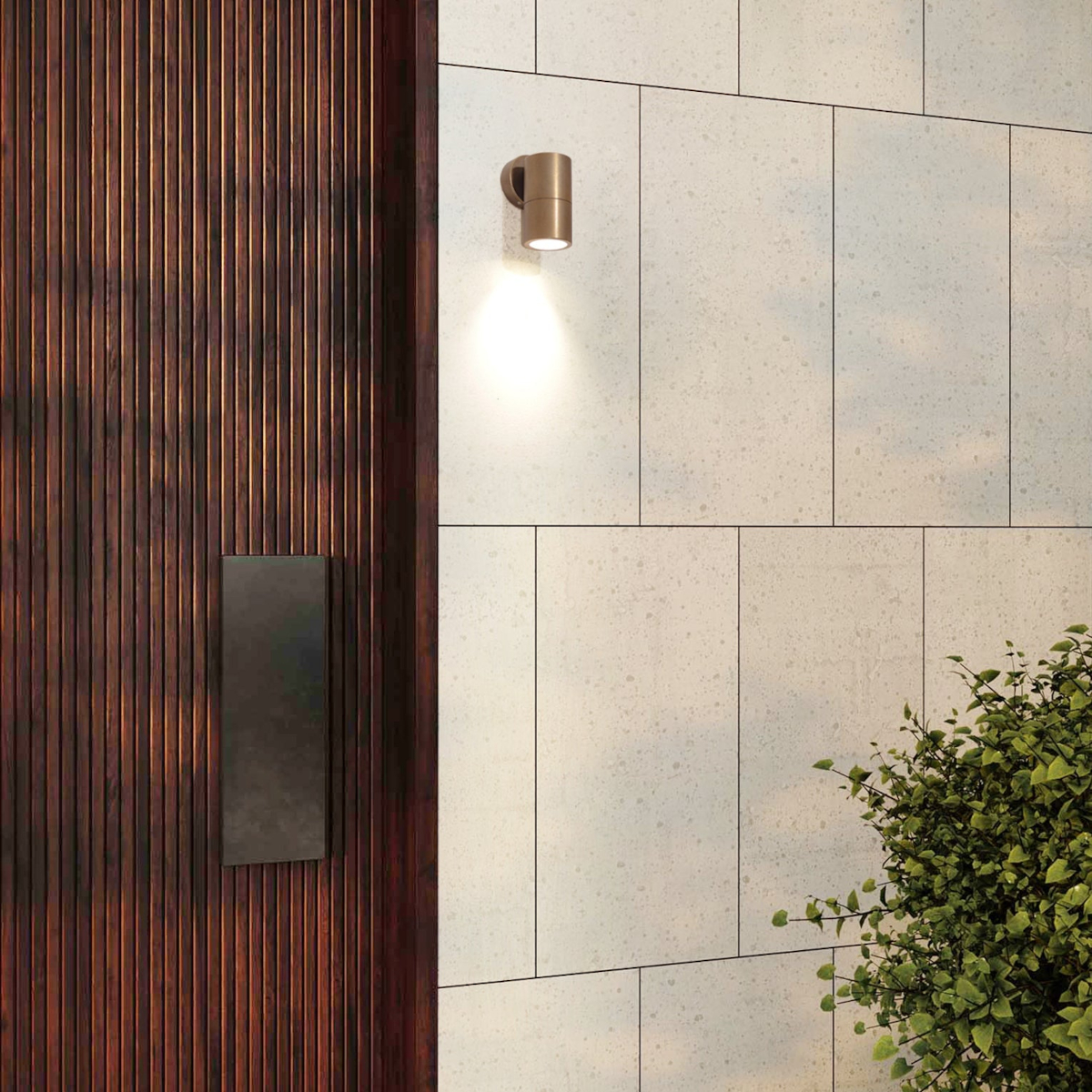 Wall Down Light on Exterior Tile Wall