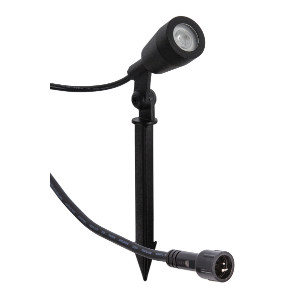 Product image of a mini LED spike spot garden light with the quick connect joiner