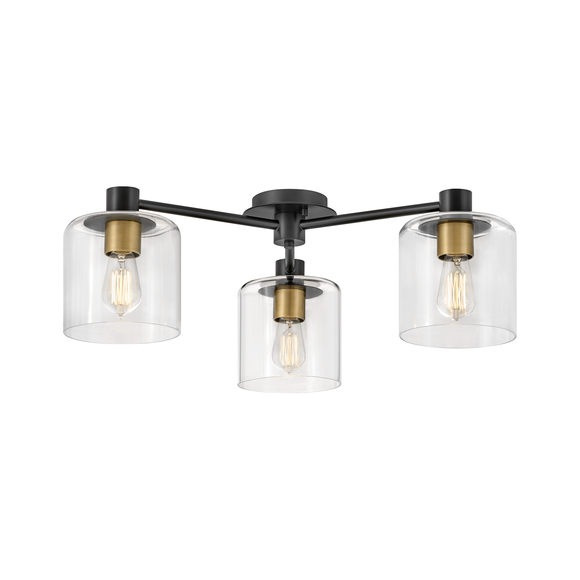 Product image of axel 3 light ceiling light black with clear glass