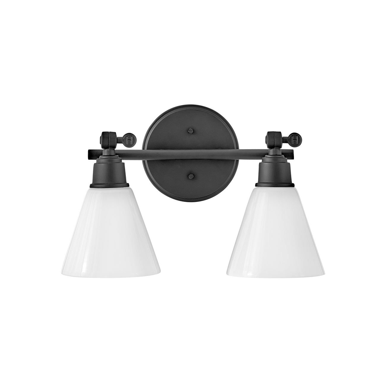 Product image of Arti Black Twin Wall Light with Opal Glass