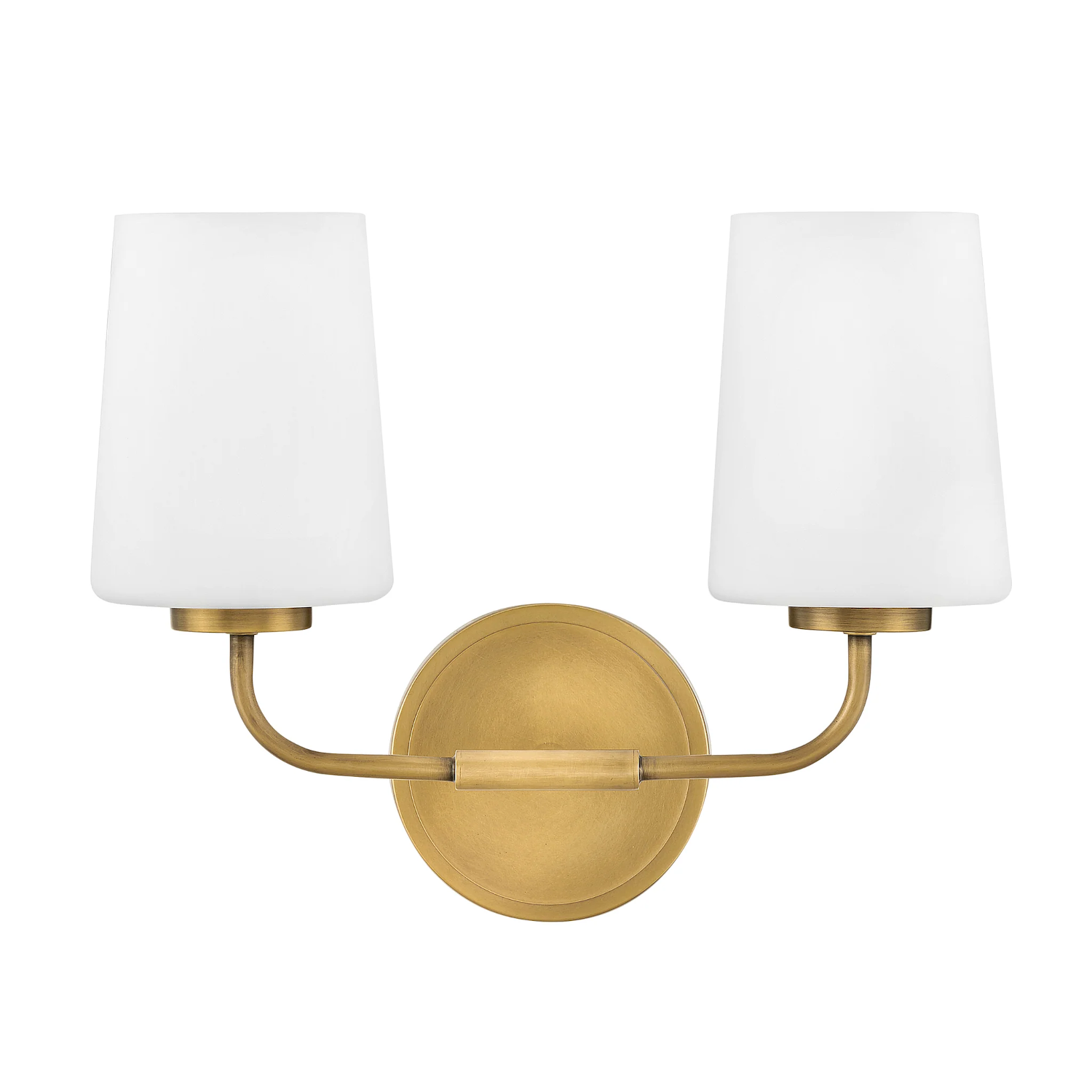 Product image of Kline Brass Twin Wall Light with Opal Glass