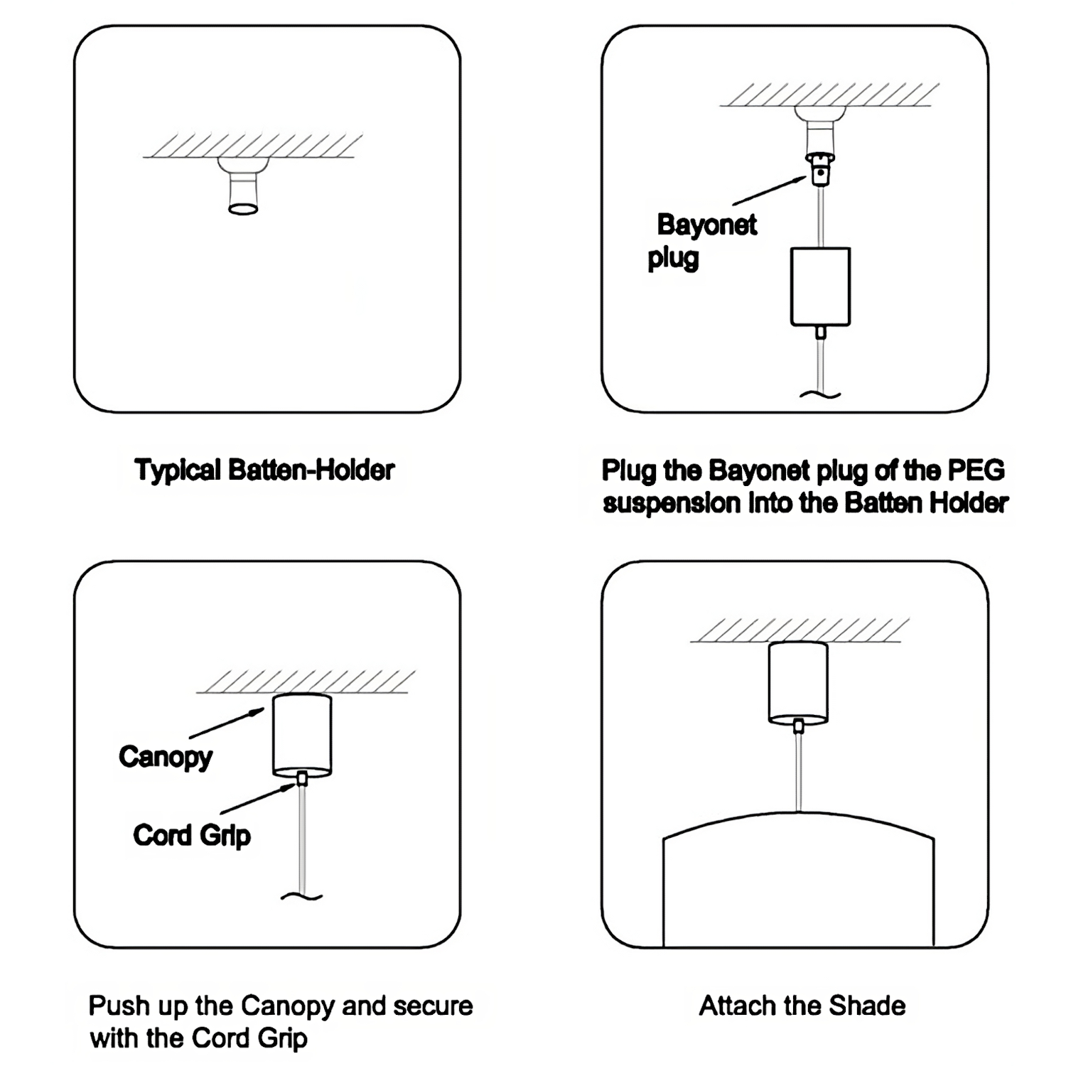 instructions for installing DIY pendant in a batten holder