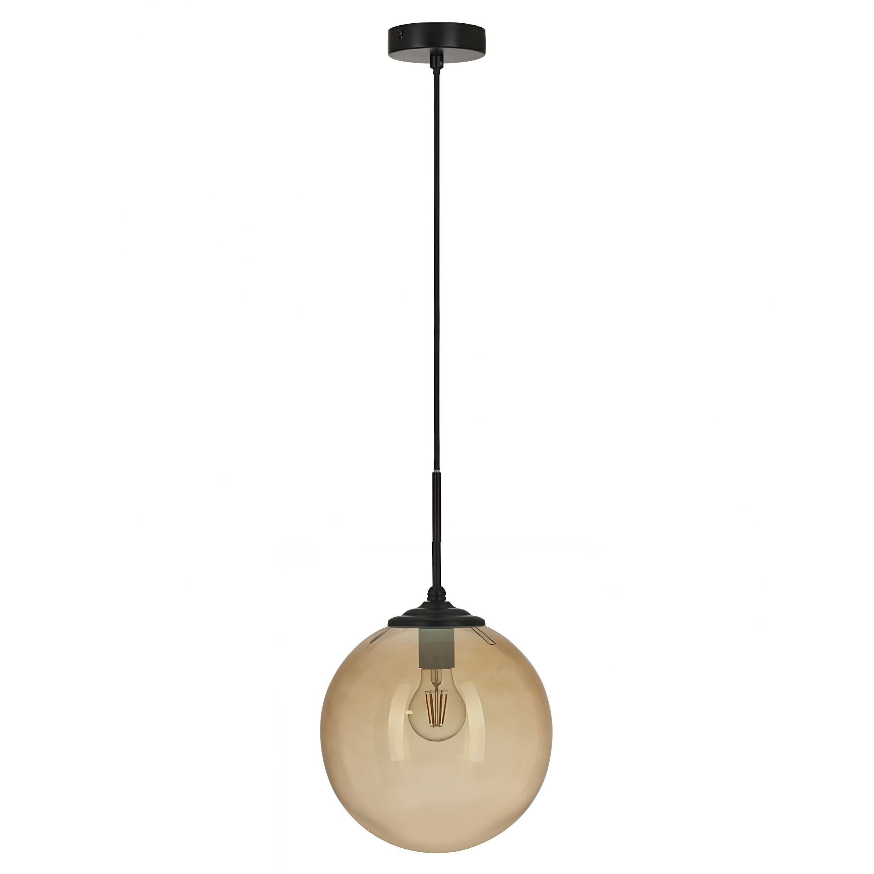 Product image of Lucent 250mm Amber Glass Mini Pendant with Black Dropset