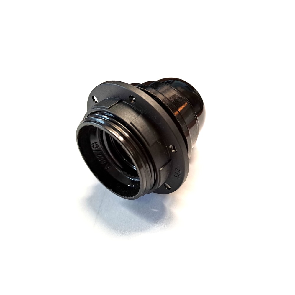 Product image of E27 Edison Screw Black Lamholder with shade ring
