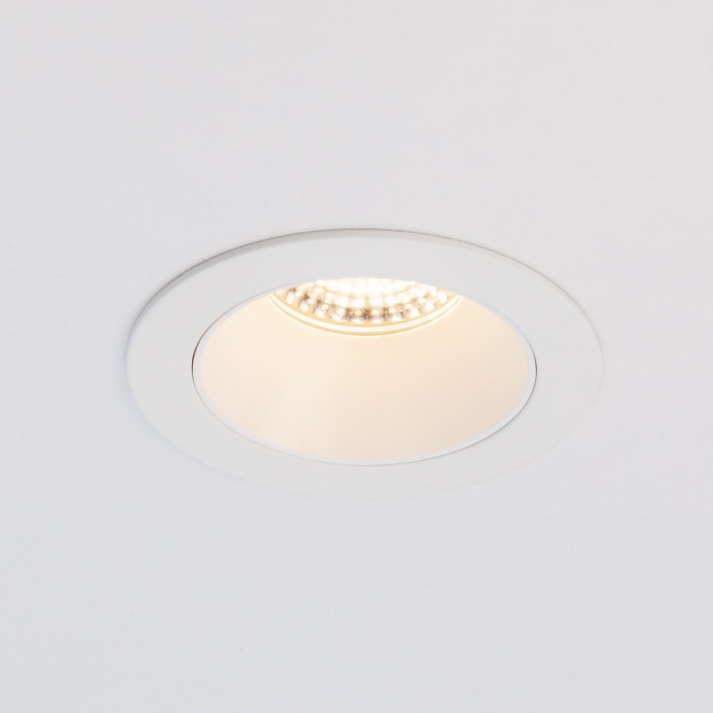 Product image of R730 W3k LED low glare downlight with light on
