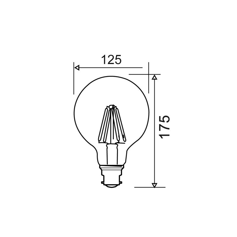 Dimensioned Drawing of G125 Lamp
