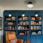 Haddie ceiling light in modern lounge with blue bookcase