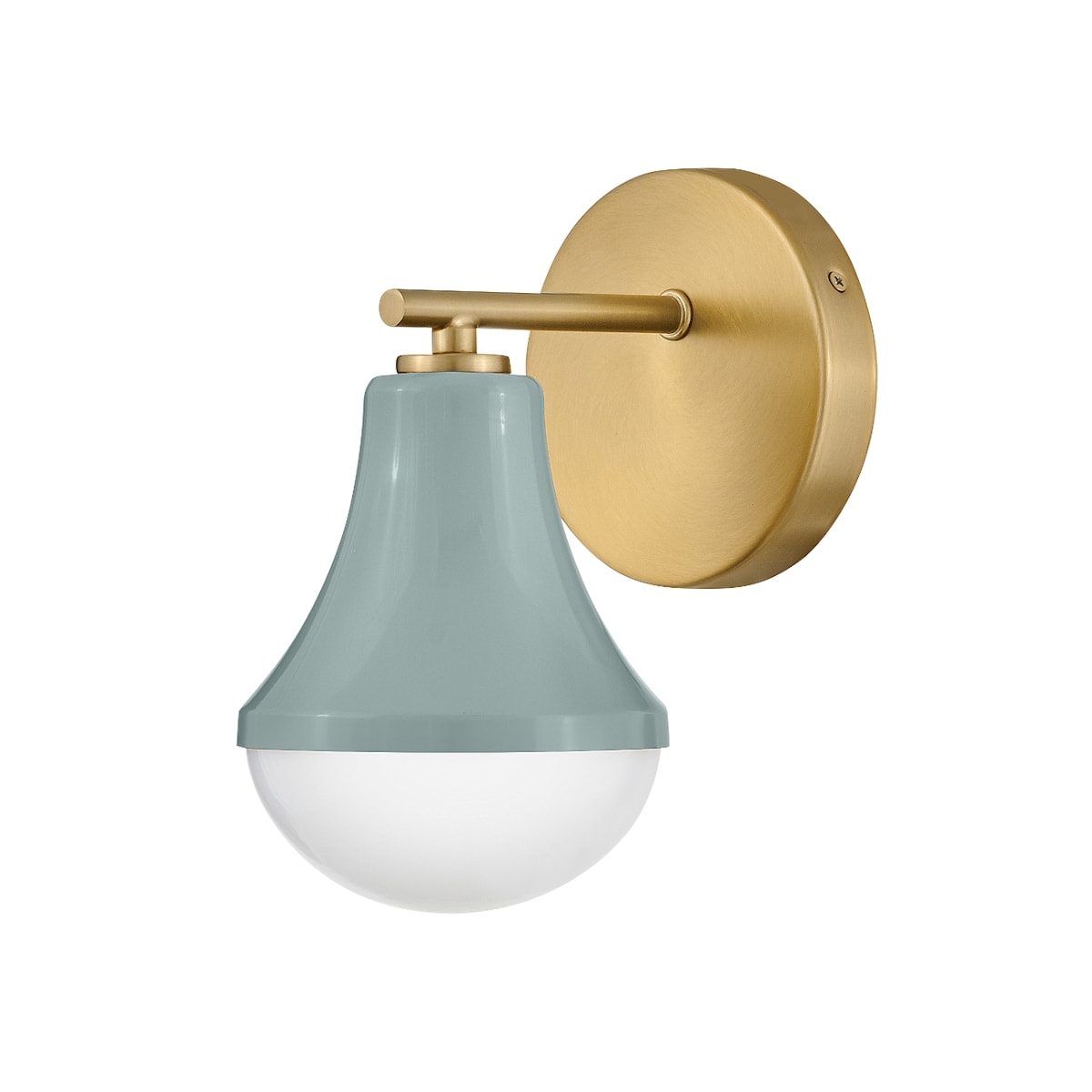 Product image of haddie wall light brass and seaform with opal glass