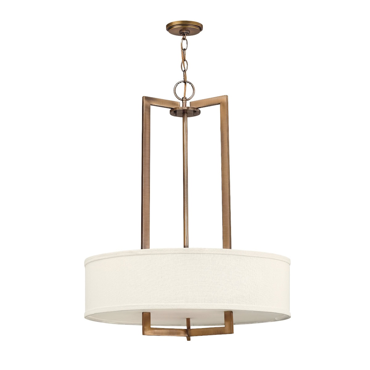 Product image of Hampton Chandelier Brass with Linen Shade
