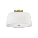 Beale Brass Ceiling Light 355mm with White Linen Shade