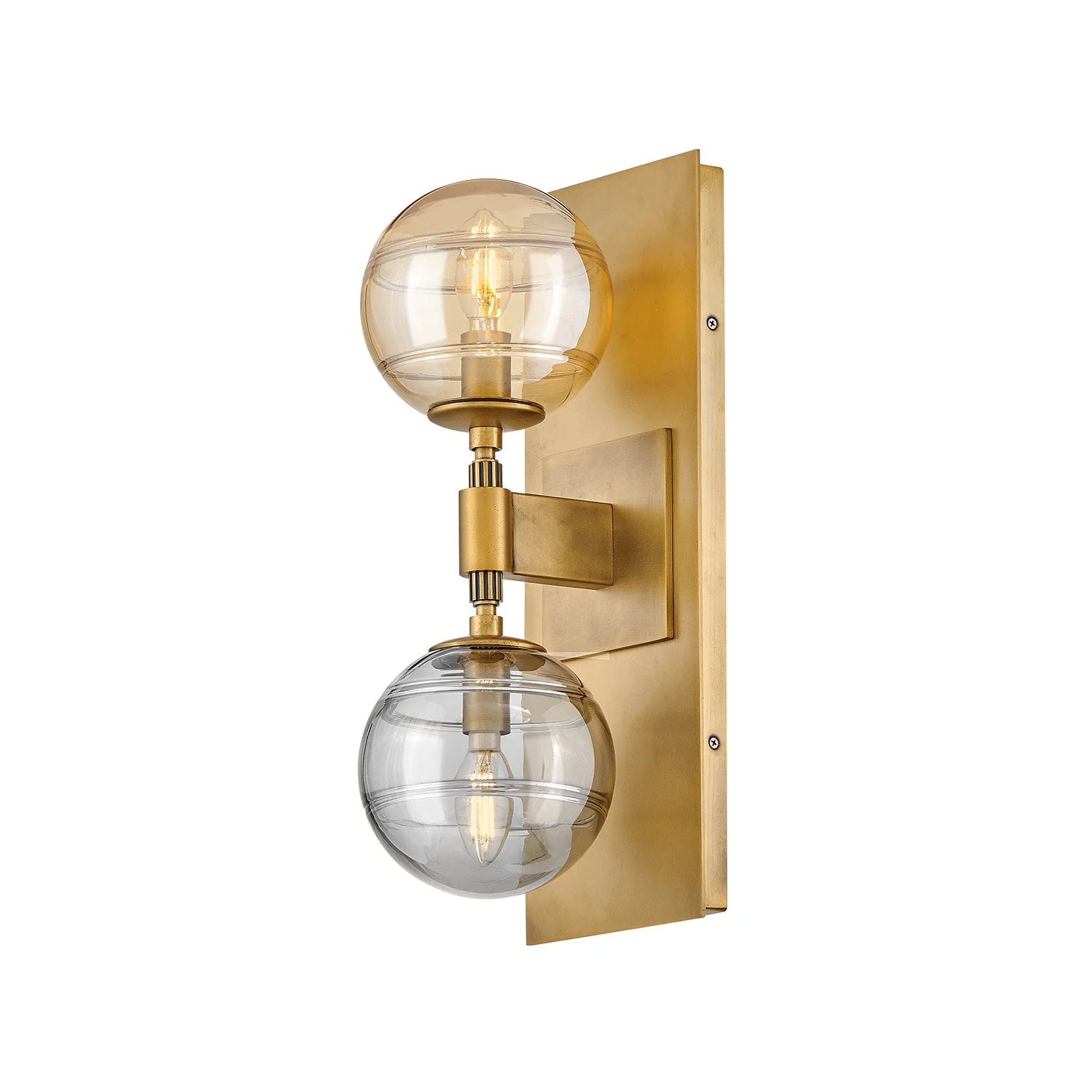 Oberon Wall Light Brass with Smoked and Amber Glass