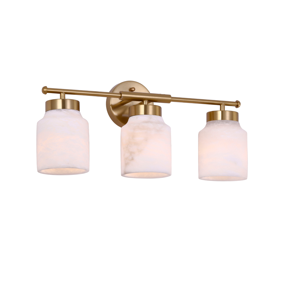 Product image of Tufo-W2 3 Light Over Vanity light Brass with Alabaster Glass with Light On