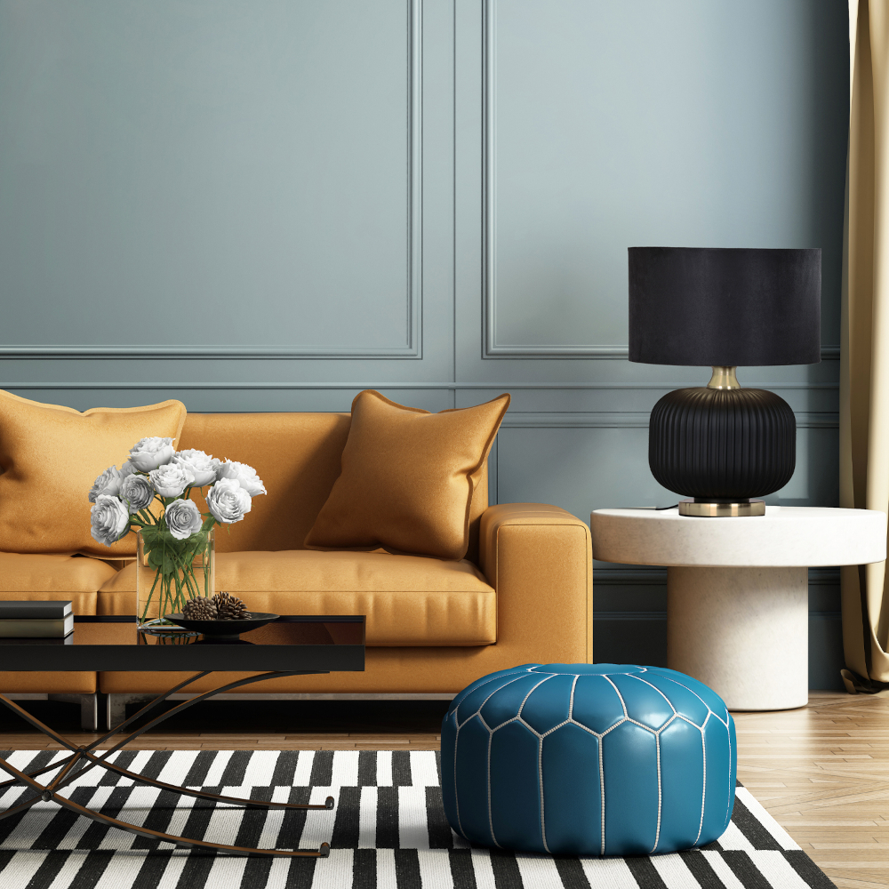 Black Ceramic Table lamp in a modern lounge