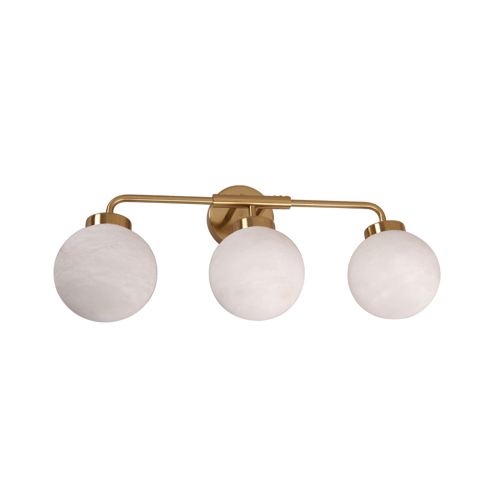 Product image of Palla-w2 Brass Wall Light 3 Light Over Vanity light with Alabaster Glass