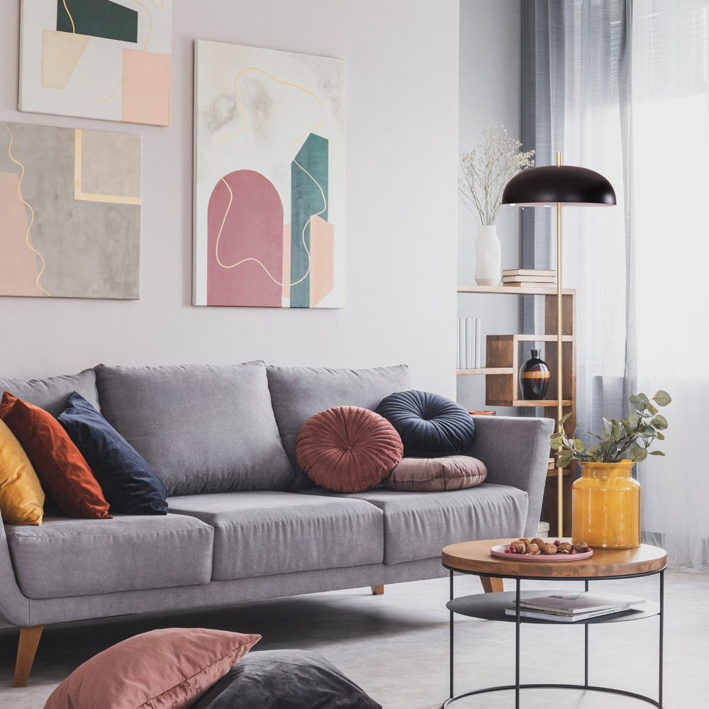 Paraguas Brass Floor lampin a retro lounge