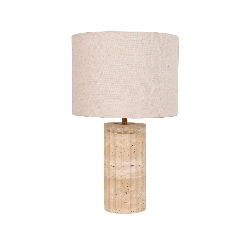 Product image of sagitta-t1 Travertine Table Lamp with round shade