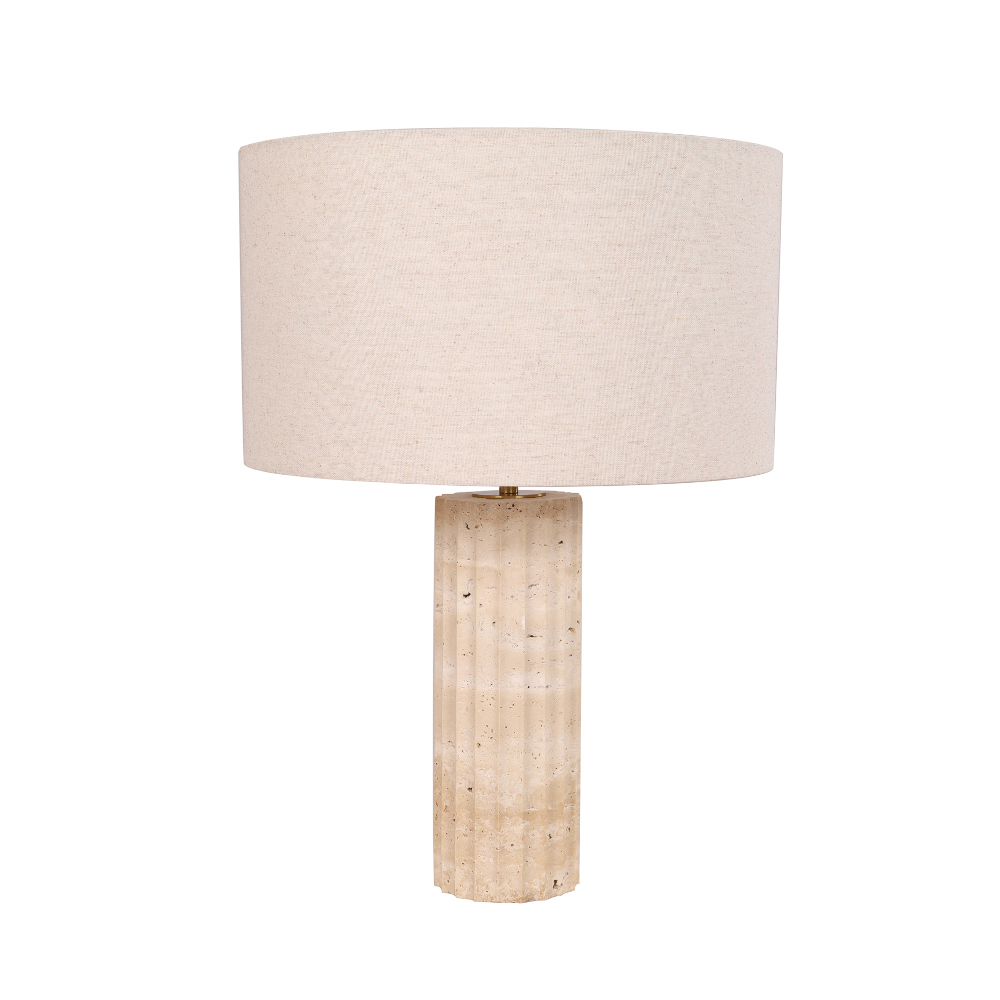Product image of sagitta-t3 Travertine Table Lamp with round shade