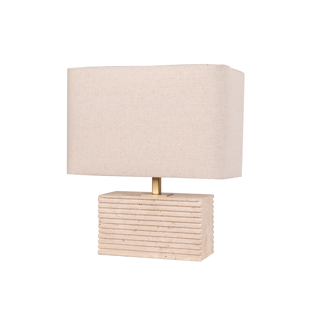 Product image of sagitta-t5 Travertine Table Lamp with rectangular shade