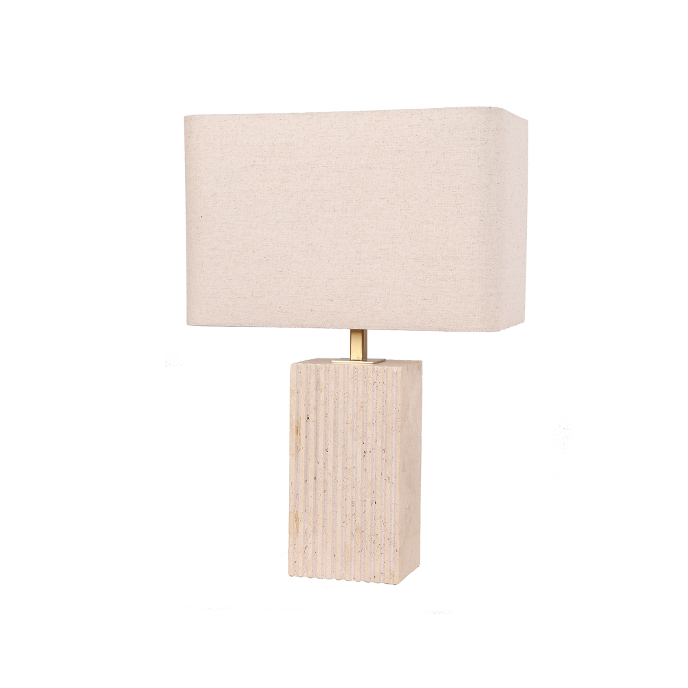 Product image of sagitta-t7 Travertine Table Lamp with rectangular shad