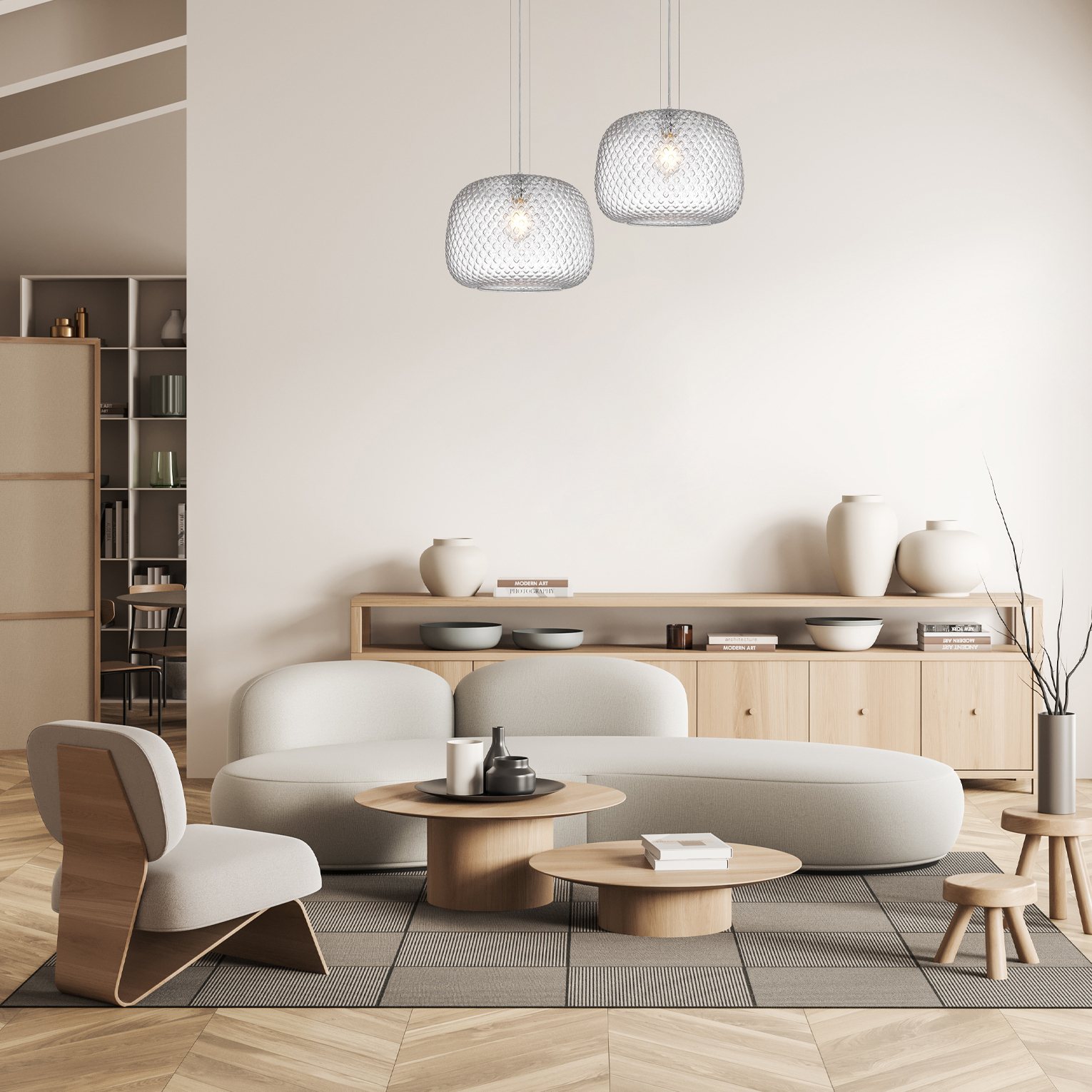 Labu Pendant with Segmented Clear Glass