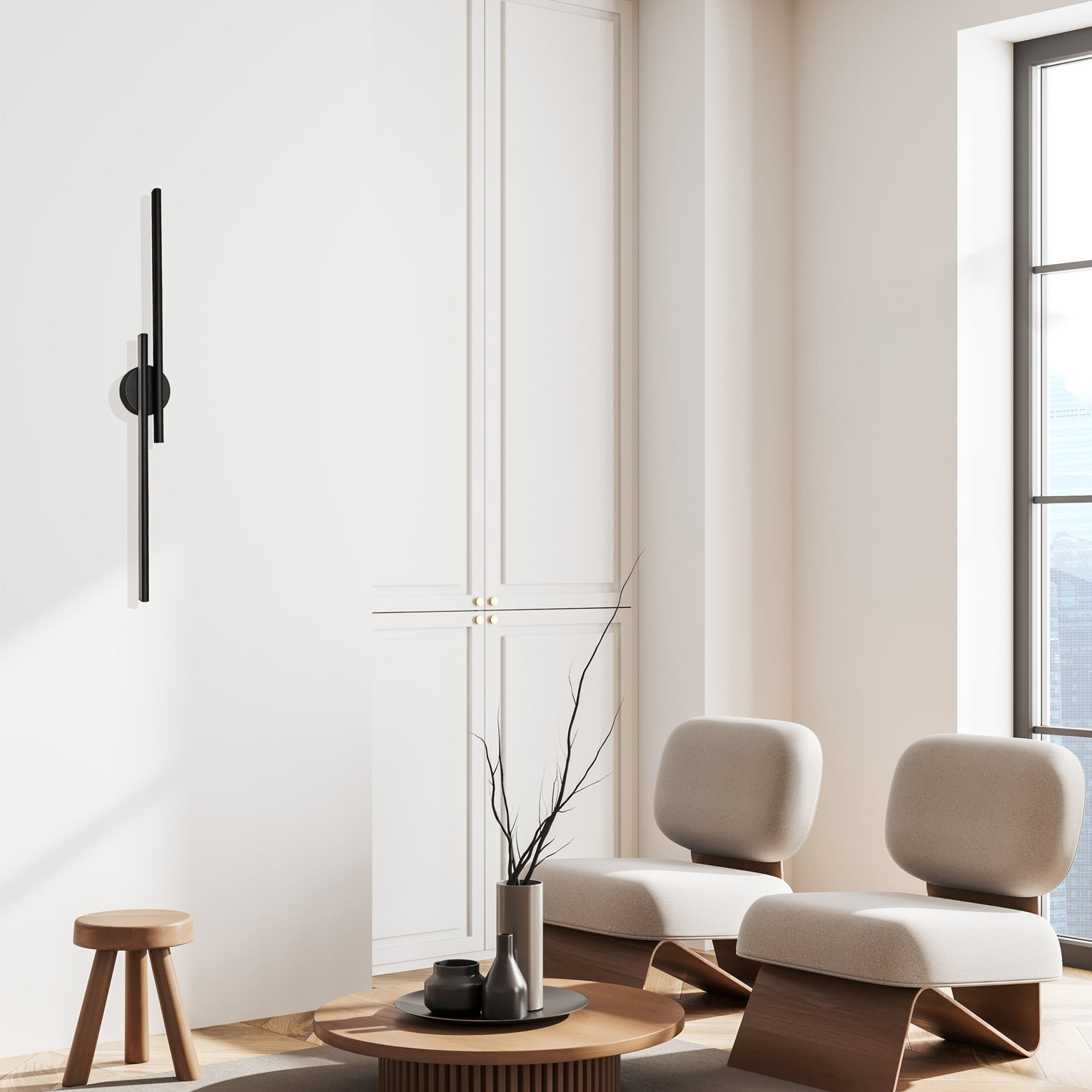 Racha LED Linear Wall light on on a modern lounge wall