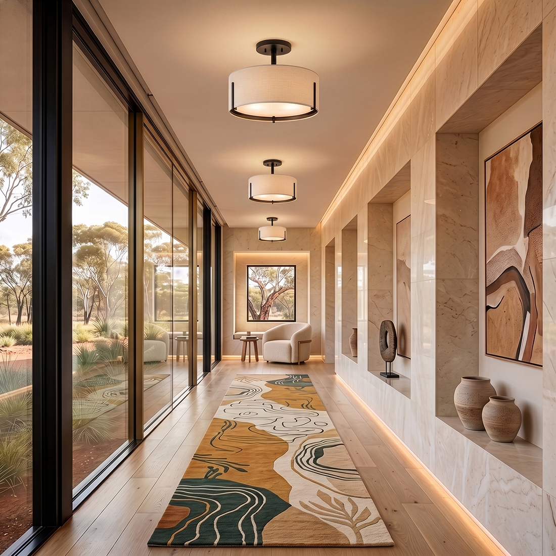 Halle Ceiling Light 370mm with Linen Shade